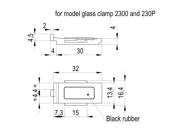 Sicherungsplatte für Glashalter MOD23 Glas Glasklemme Platte unten Fuß